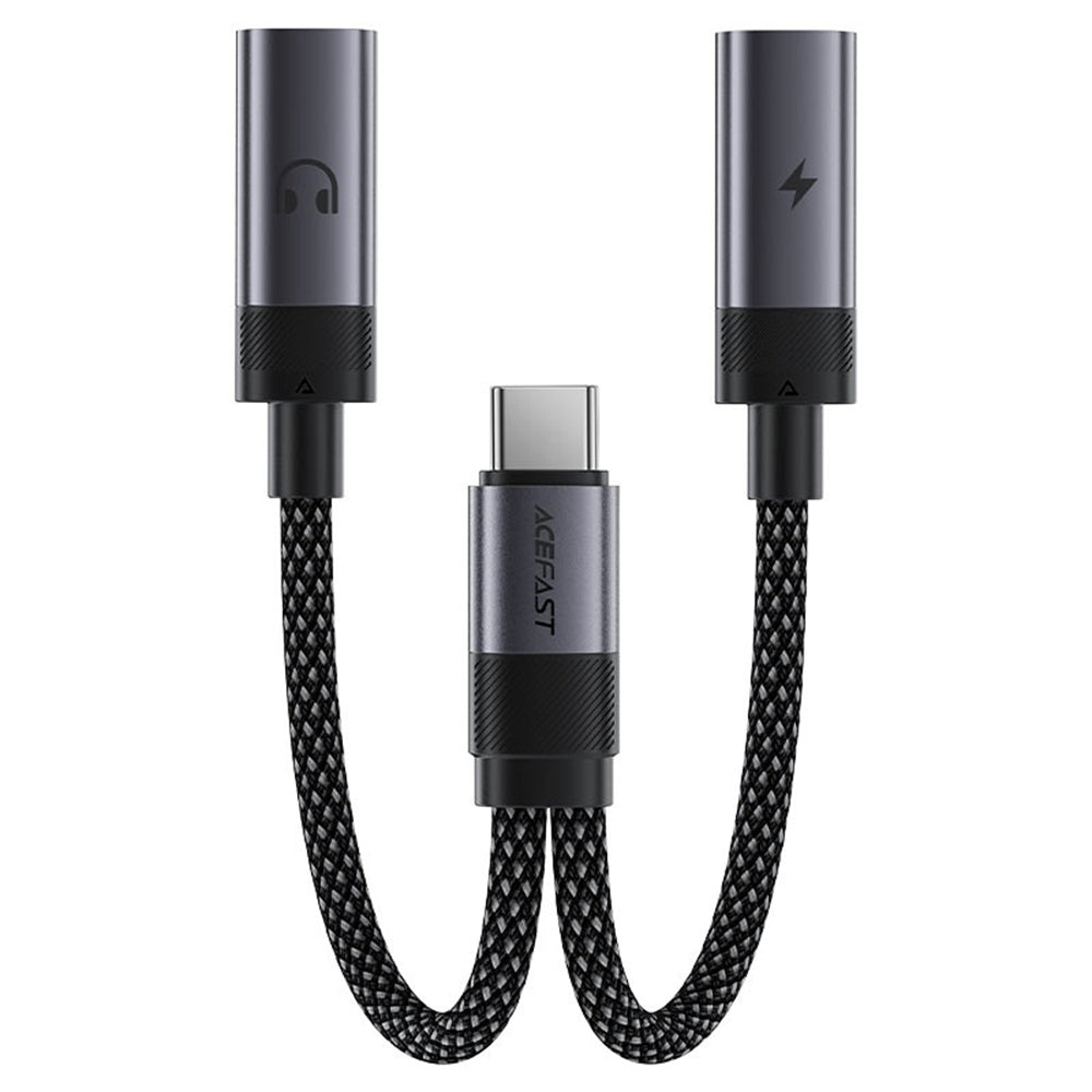 USB-C Audio Adapter - 2 x USB-C Acefast J14, Black