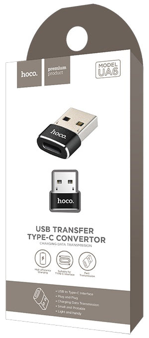 USB-C to USB-A Data and Charging Adapter HOCO UA6, Black