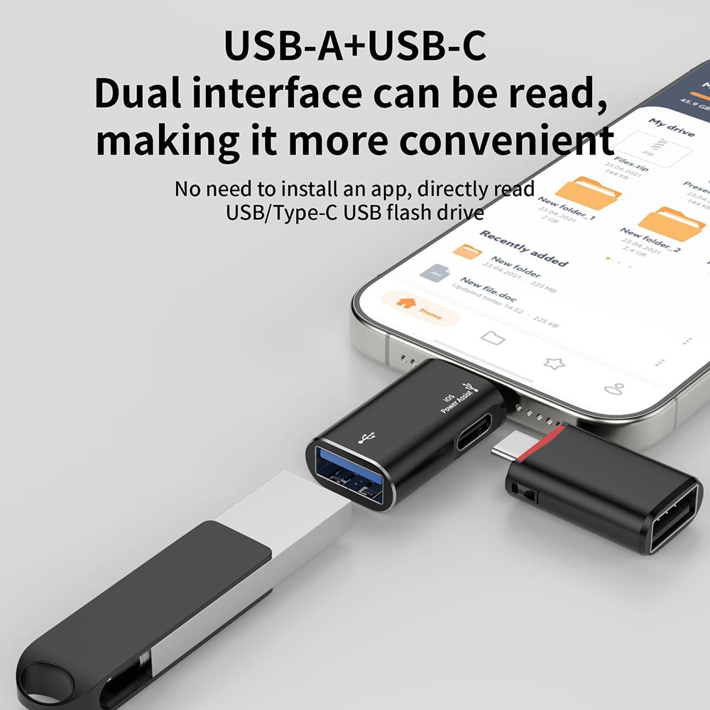 OTG Lightning - USB-A Techsuit A18 AluVoltX Adapter, Black