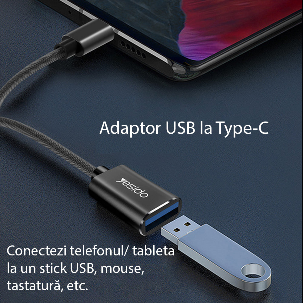 OTG USB-C to USB-A Adapter Yesido GS01, Black