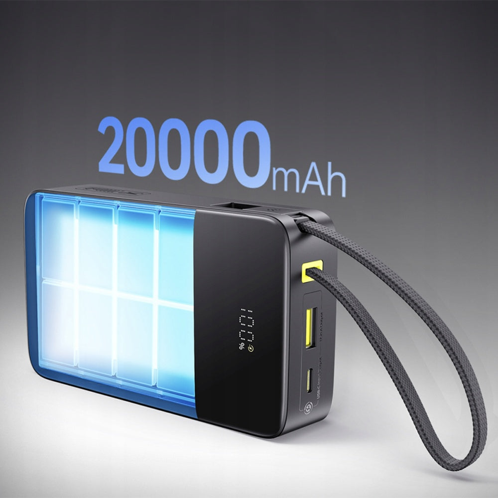 Baseus EnerFill Bipow2 Pro External Battery, 20000mAh, 22.5W, QC + PD, 1 x USB-A - 2 x USB-C, Black E0027701