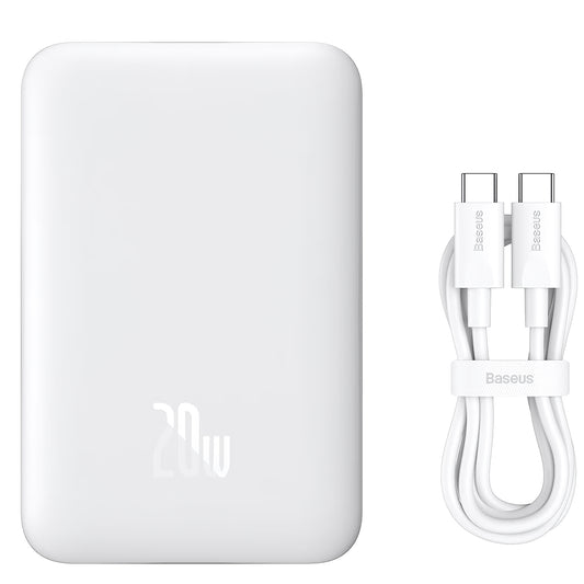 Baseus Magnetic Mini External Battery, 10000mAh, 20W, PD + FQI, 1 x USB-C, White P10059001223-00