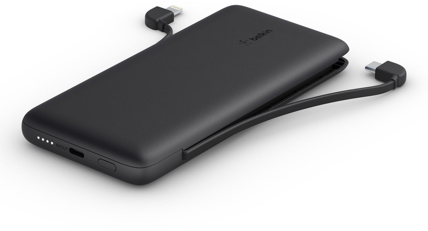 Belkin BoostCharge Plus External Battery, 10000mAh, 23W, QC + PD, 1 x Lightning - 2 x USB-C, Black BPB006btBLK