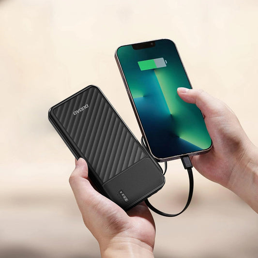 Dudao K11 External Battery, 10000mAh, 10W, 1 x Lightning - 1 x microUSB - 1 x USB-A - 1 x USB-C, Black