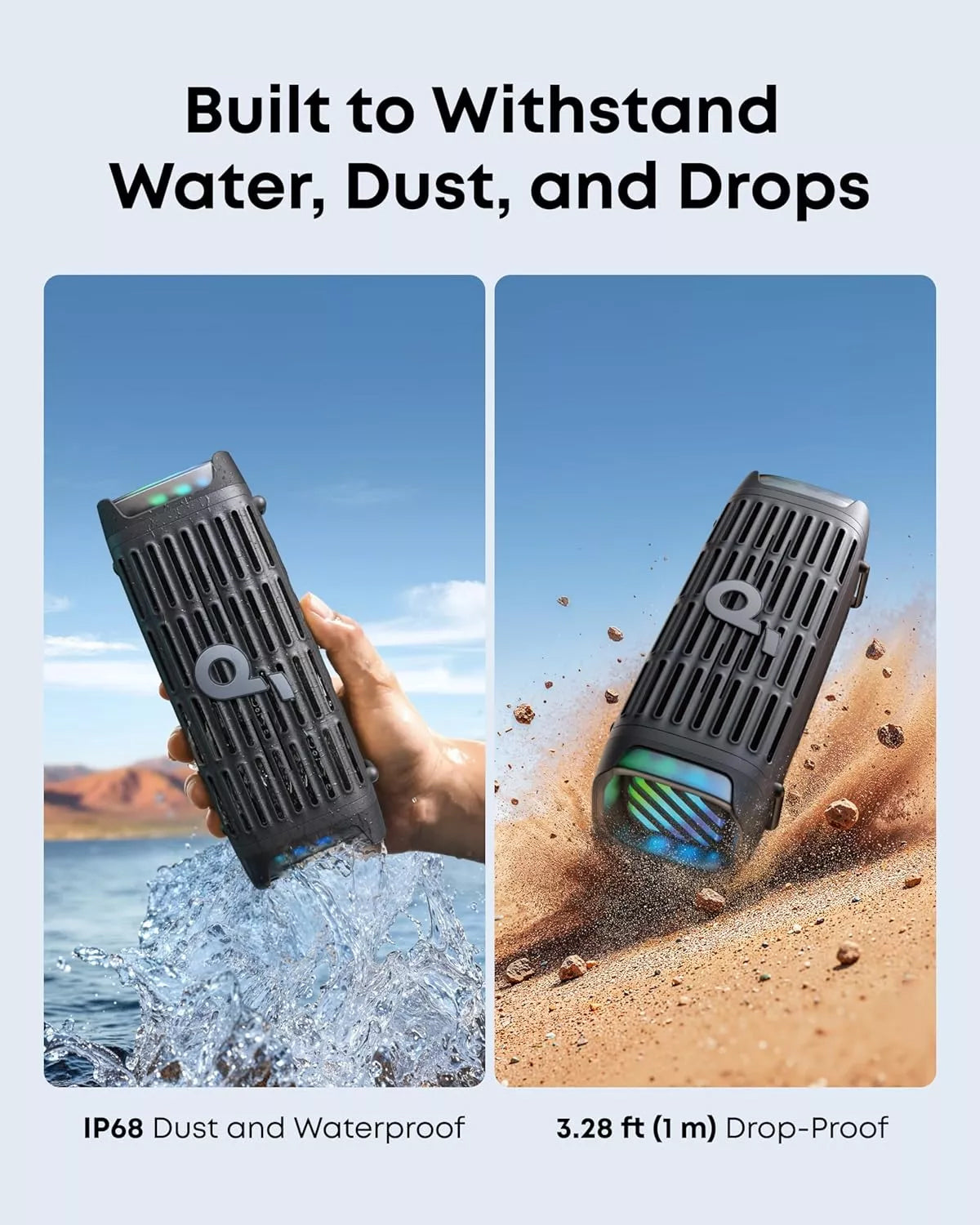 Anker SoundCore Boom 3i Portable Bluetooth Speaker, 50W, RGB, Waterproof, Black D5100010