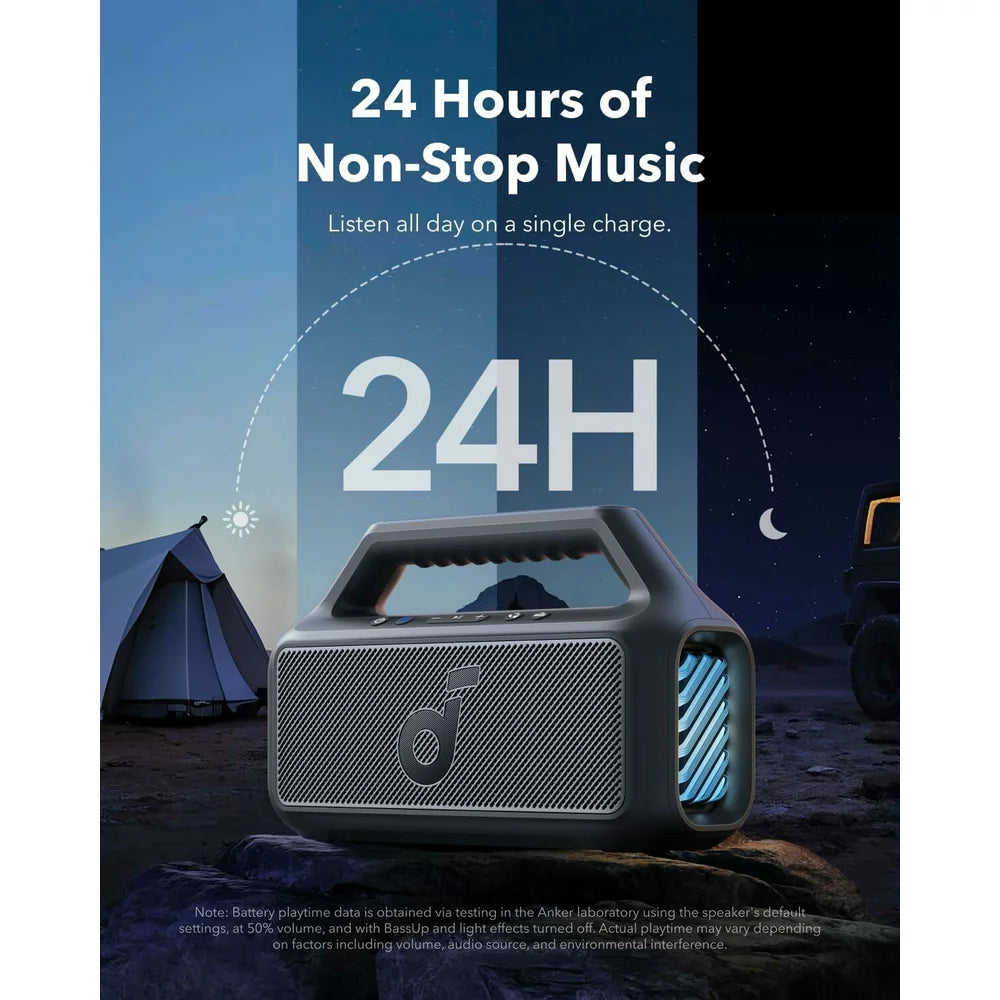 Anker SoundCore Boom 2 Portable Bluetooth Speaker, 80W, TWS, RGB, Waterproof, Black A3138011
