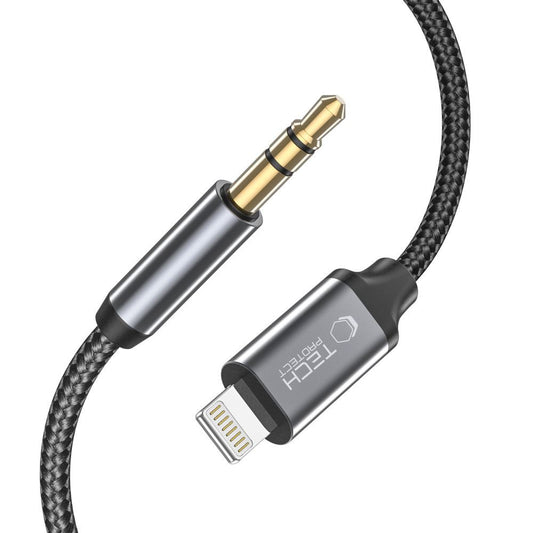 Lightning Audio Cable - 3.5mm Tech-Protect Ultraboost, 1m, Black