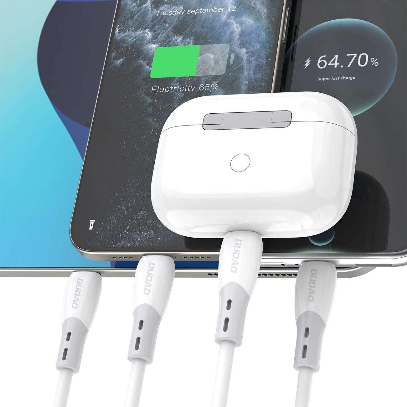 USB-C Data and Charging Cable - USB-C Dudao L25SC, 60W, 2m, White