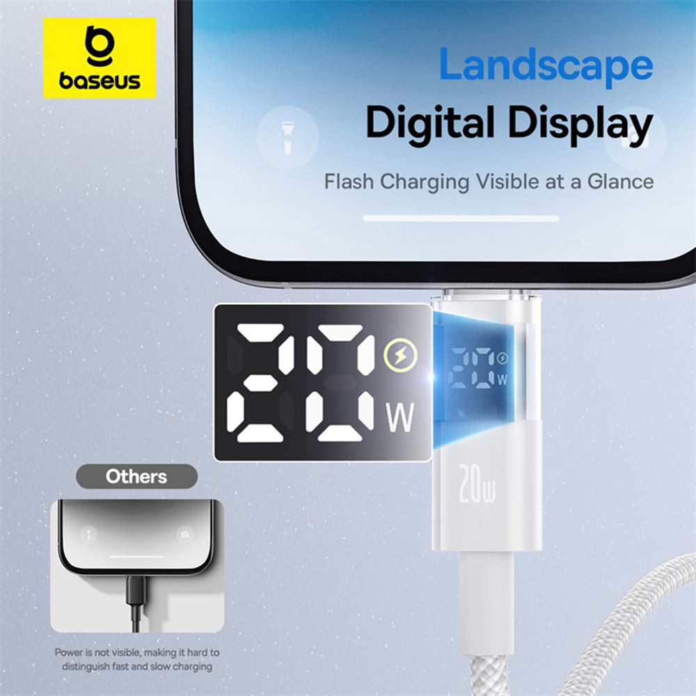 USB-C to Lightning Baseus Display 2 Data and Charging Cable, 20W, 1m, White P10382703211-00