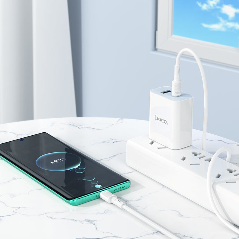 USB-C Data and Charging Cable - USB-C HOCO X83 Victory, 60W, 1m, White