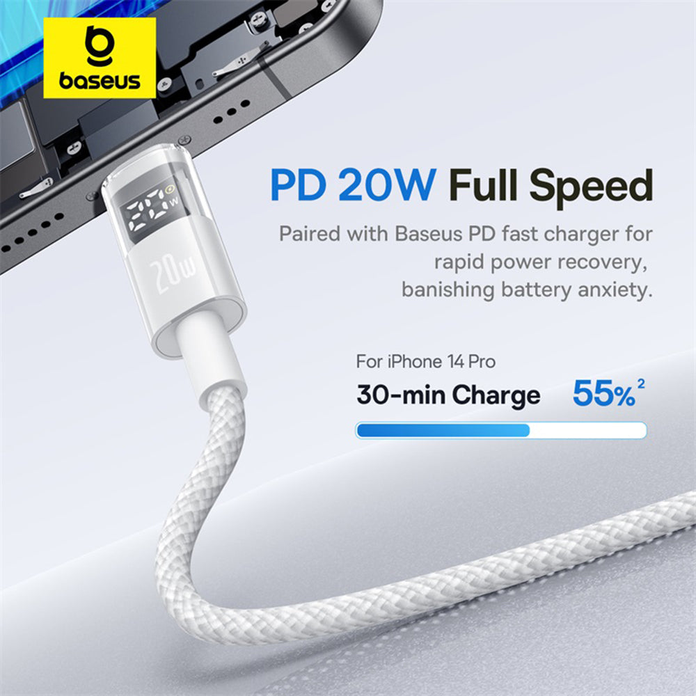 USB-C to Lightning Baseus Display 2 Data and Charging Cable, 20W, 1m, White P10382703211-00
