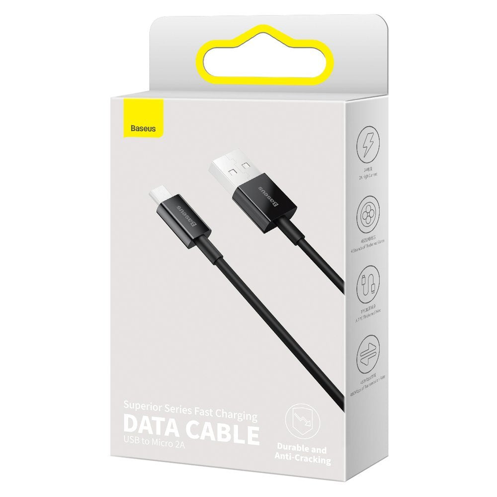 Baseus Superior Series USB-A to microUSB Data and Charging Cable, 18W, 2m, Black CAMYS-A01