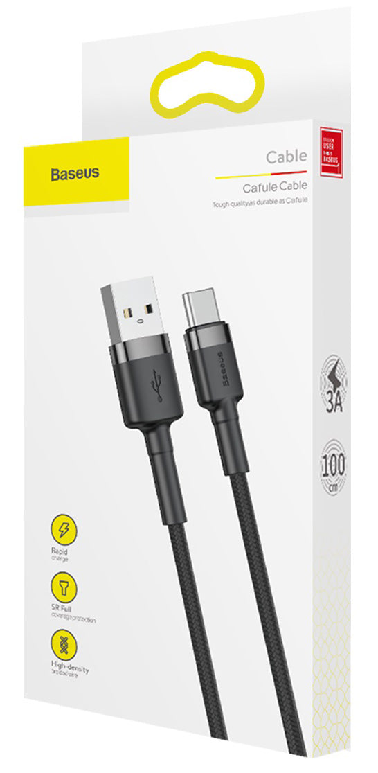 USB-A to USB-C Data and Charging Cable Baseus Cafule, 60W, 1m, Gray CATKLF-BG1