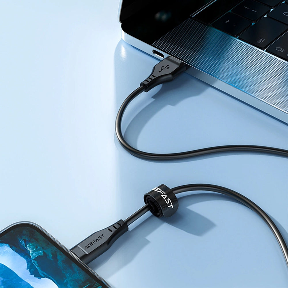 USB-A to Lightning Data and Charging Cable Acefast C3-02, 18W, 1.2m, Black