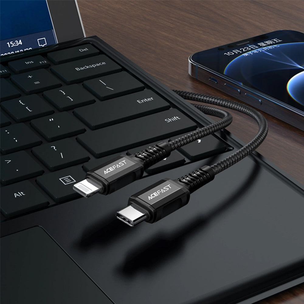 USB-C to Lightning Data and Charging Cable Acefast C1-01, 30W, 1.2m, Black