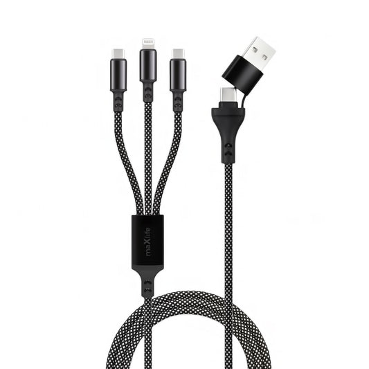 USB-A / USB-C - Lightning / USB-C MaXlife 3in1 Charging Cable, 66W, 1m, Black