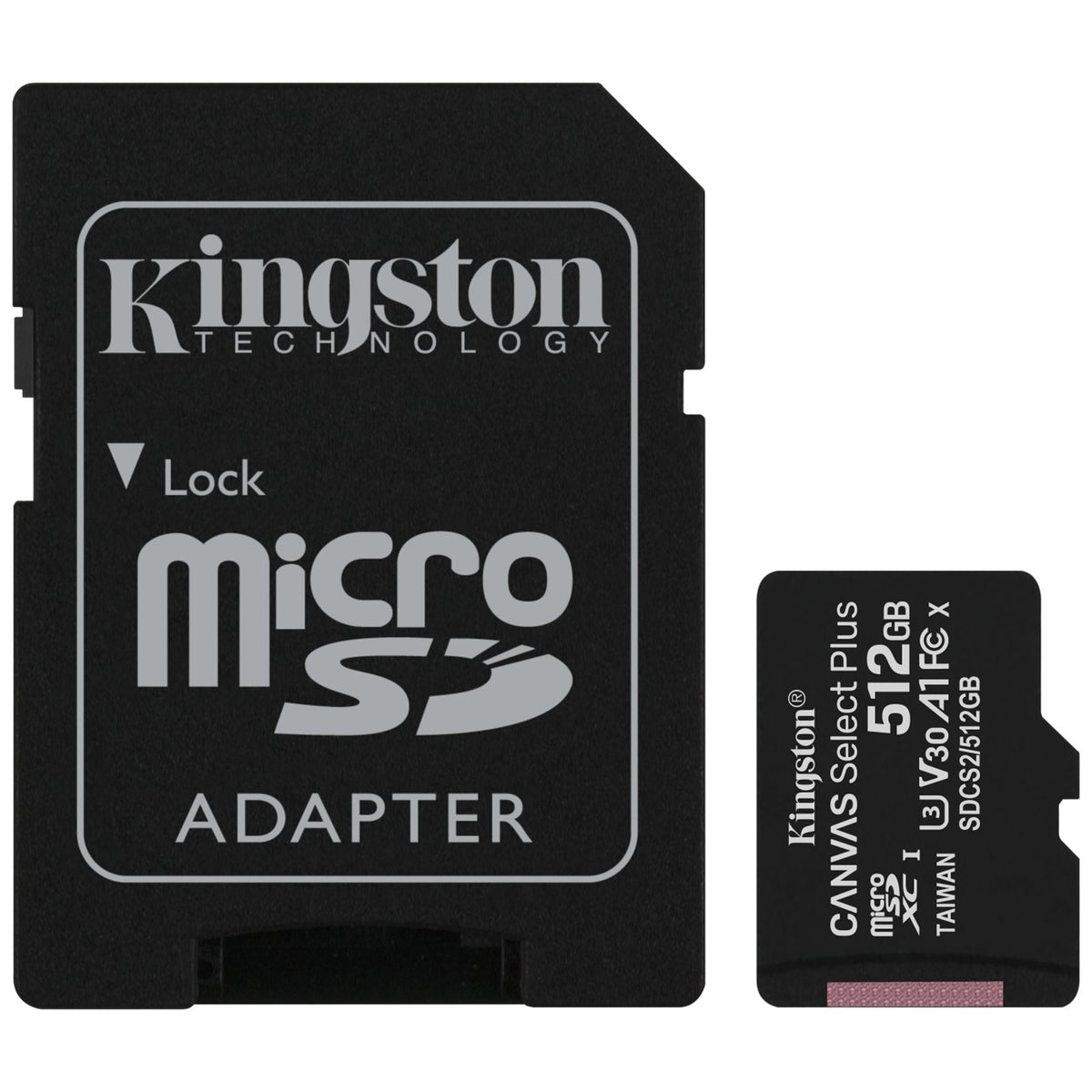 Kingston Canvas Select Plus Android A1 microSDXC Memory Card, 512GB, Class 10 / UHS-1 U3, With Adapter SDCS2/512GB