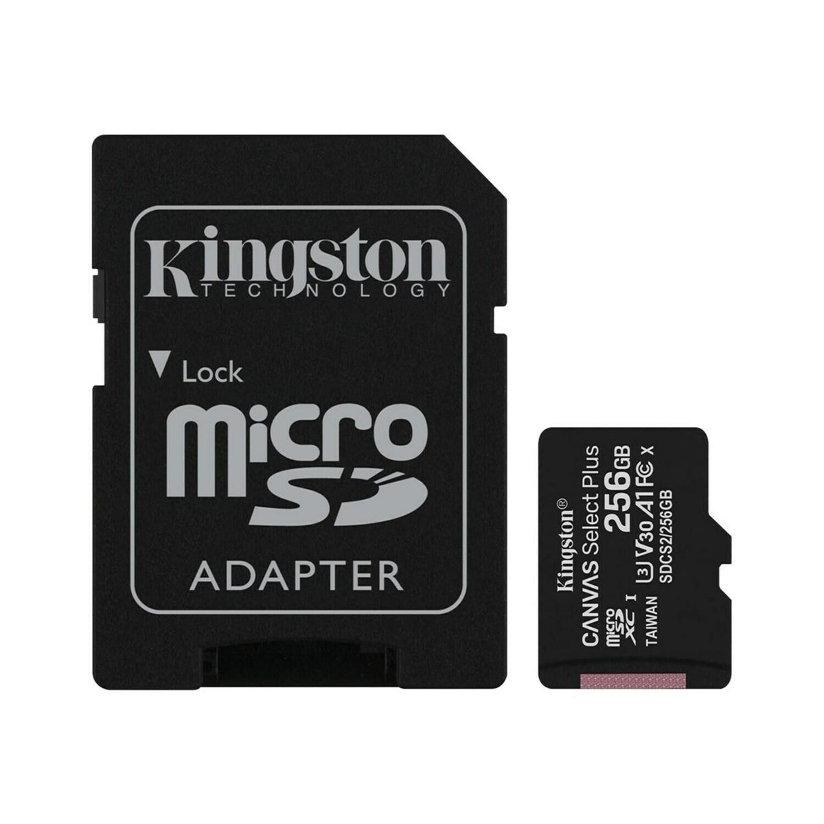Kingston Canvas Select Plus Android A1 microSDXC Memory Card, 256GB, Class 10 / UHS-1 U3, With Adapter SDCS2/256GB