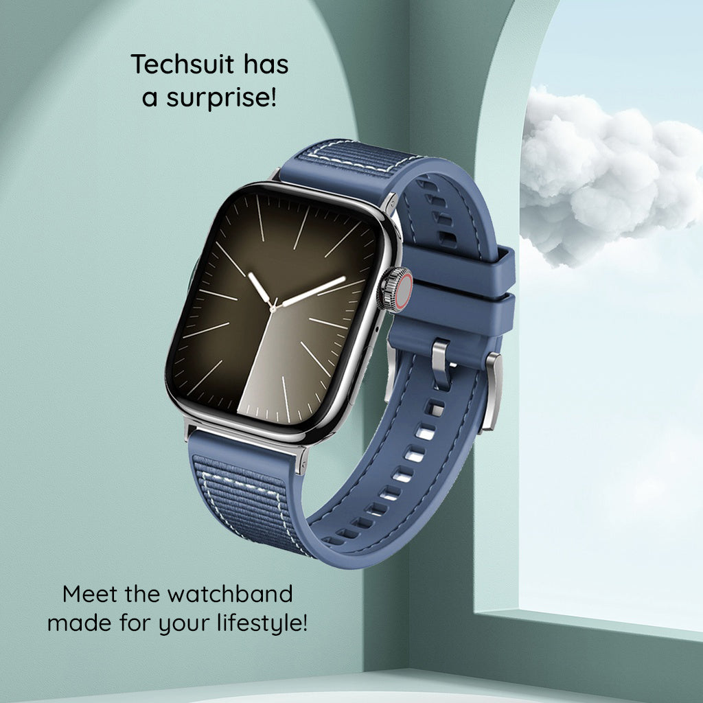 Techsuit W051 Strap for Apple Watch 42mm / 41mm / 40mm / 38mm Series, Dark Blue