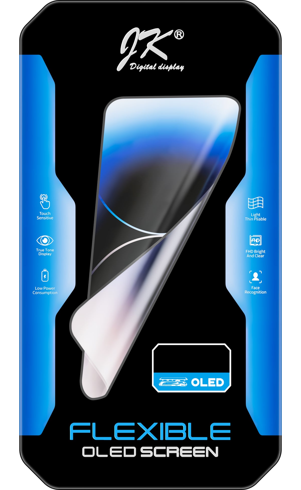 JK Touchscreen Display for Apple iPhone 13, with Frame, Movable IC OLED Version, Black