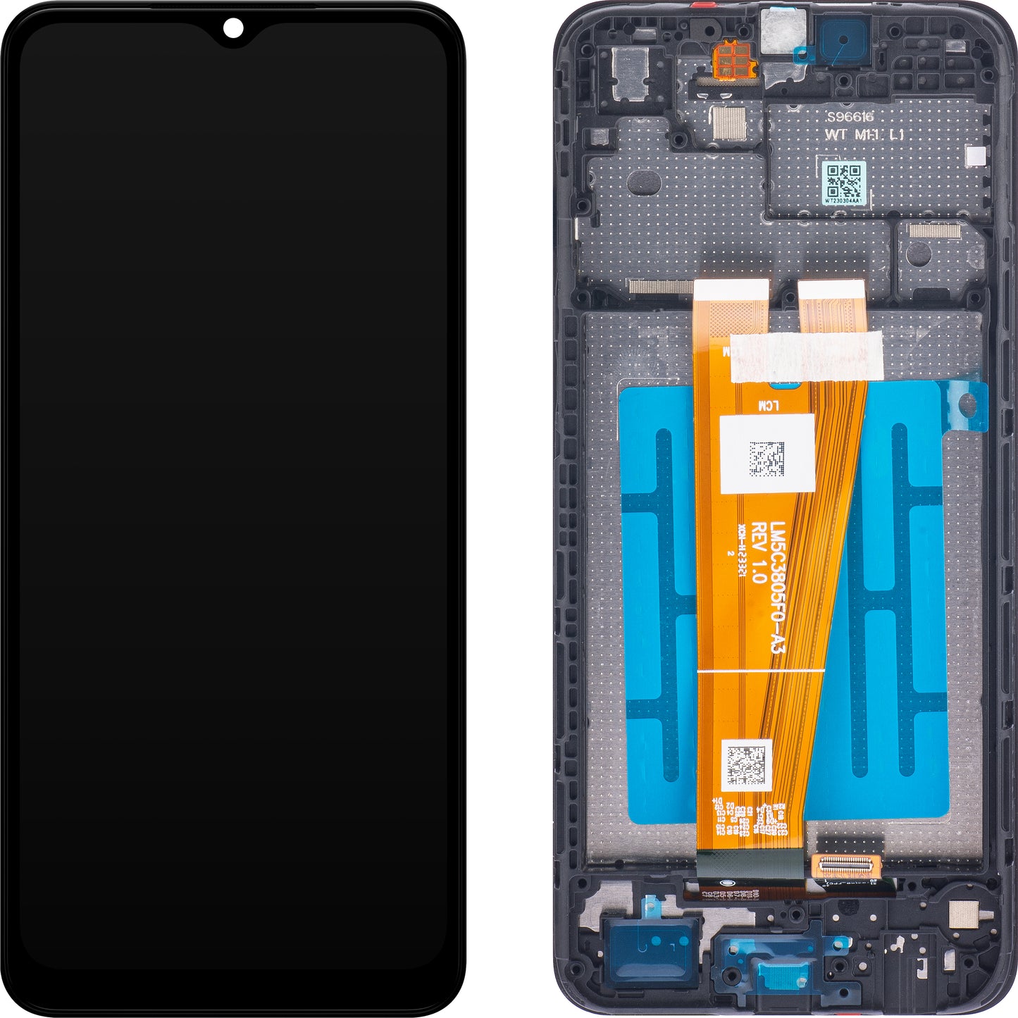 Touchscreen Display Samsung Galaxy A04 A045, with Frame, Black, Service Pack GH81-22731A