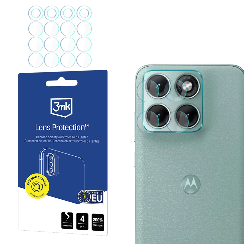 Back Camera Protection Film 3MK Protection for Motorola Edge 70 Fusion, Flexible Glass, Set of 4 pieces, Transparent