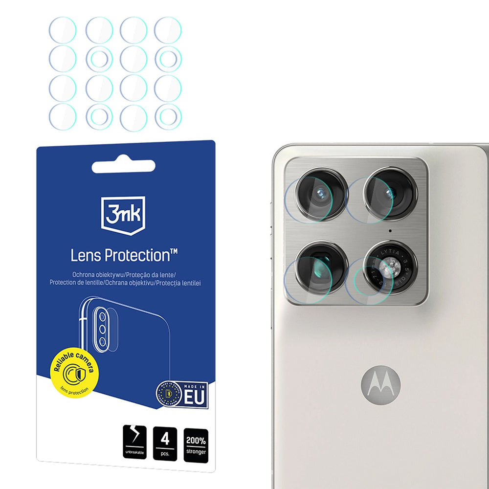 Back Camera Protection Film 3MK Protection for Motorola Razr Fold, Tempered Glass, Set of 4 pieces, Transparent