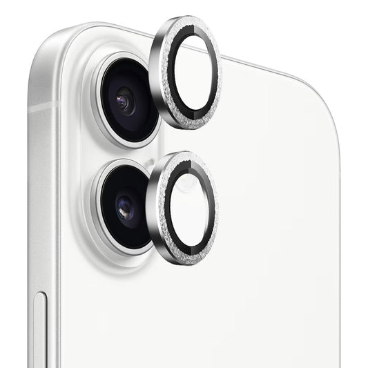 Blueo Glitter Diamond Metal Frame Rear Camera Protection Film for Apple iPhone 17, Tempered Glass, Silver