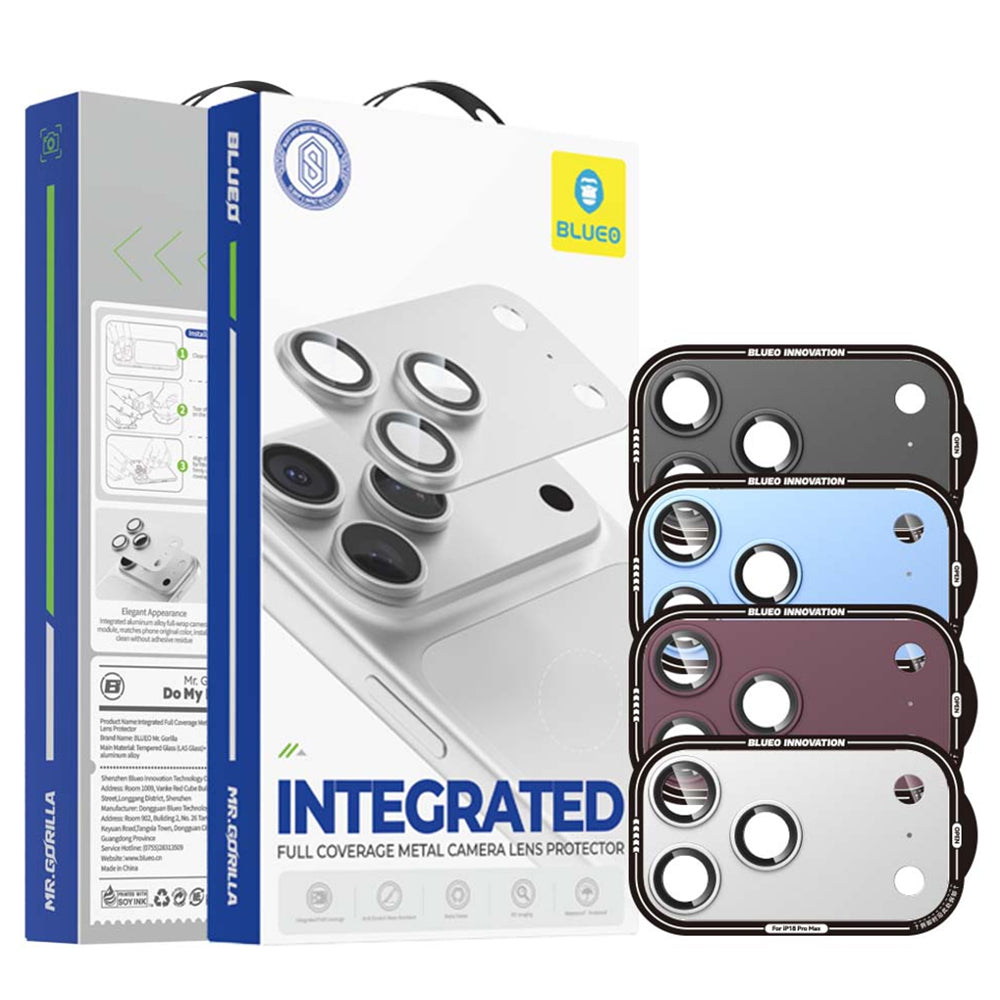 Blueo Integrated Metal Rear Camera Protector for Apple iPhone 18 Pro, Tempered Glass, Burgundy