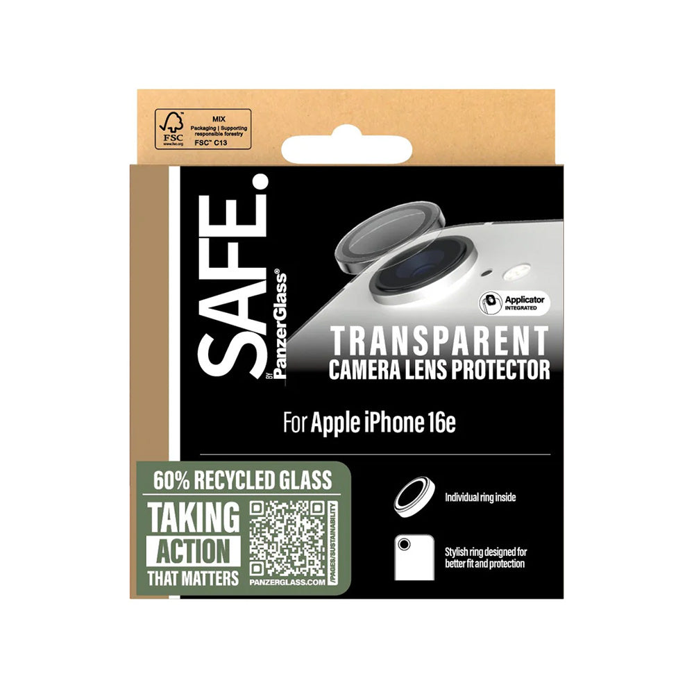 PanzerGlass Safe Rear Camera Protection Film for Apple iPhone 17e / 16e, Tempered Glass, Transparent