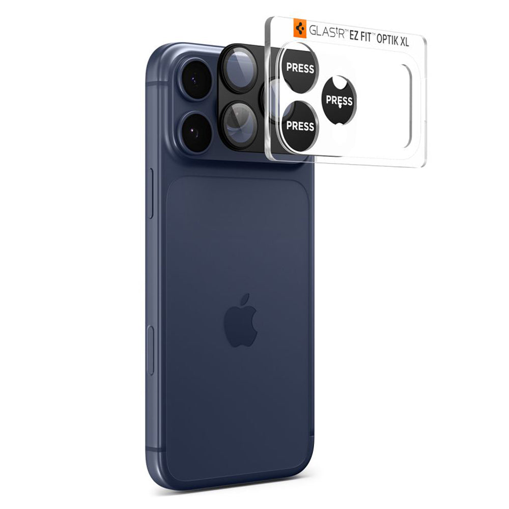 Spigen GlastR EZ FIT Optik Pro XL Rear Camera Protector for Apple iPhone 17 Pro Max, Tempered Glass, Black AGL10649
