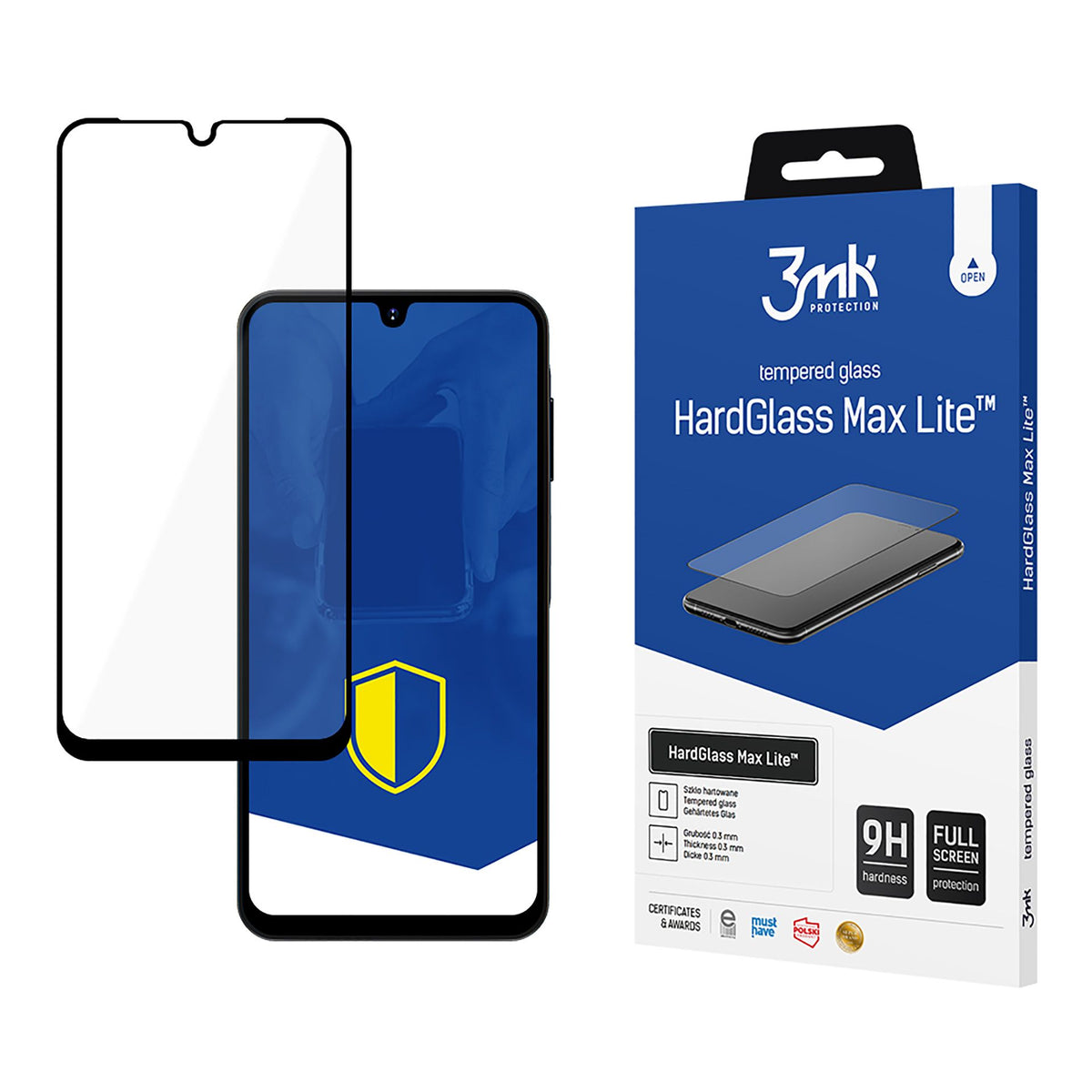 3MK HardGlass Max Lite Screen Protector for Samsung Galaxy A26 A266 / A16 5G A166, Tempered Glass, Full Glue, Black