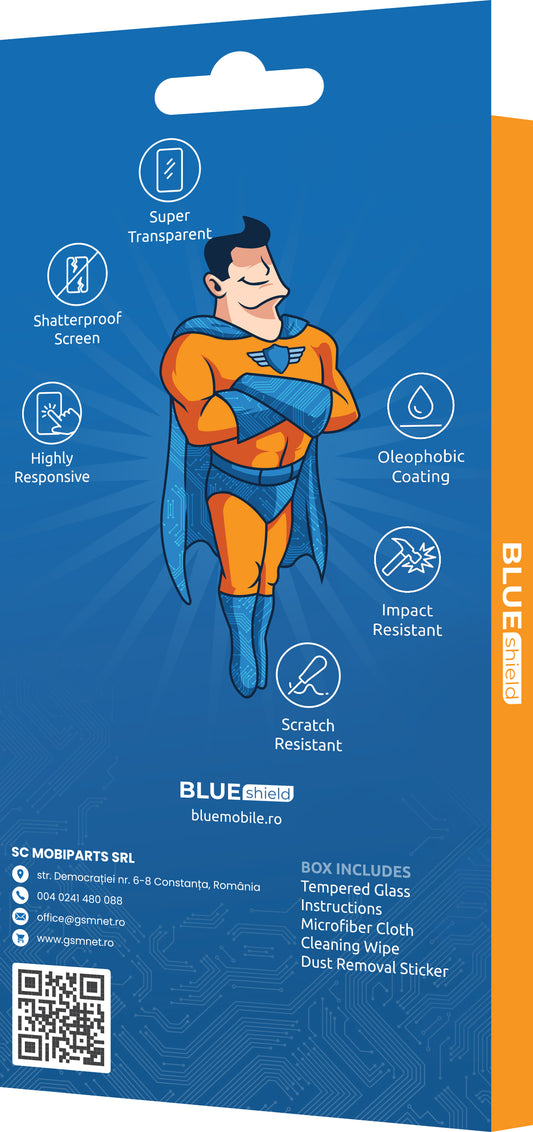 Blue Shield Screen Protector for Samsung Galaxy A05 A055, Shielded Glass, Full Glue, Case Friendly, Black