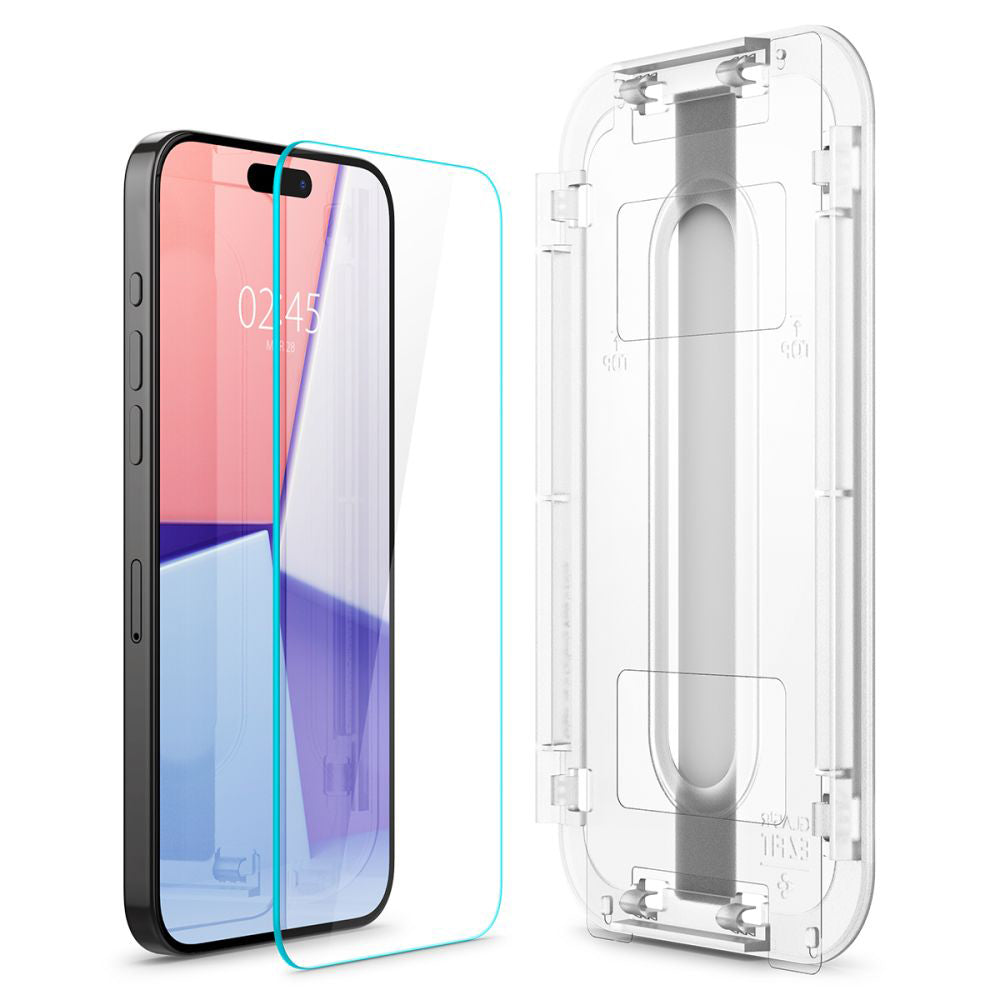 Spigen GlastR EZ FIT Screen Protector for Apple iPhone 15 Pro, Tempered Glass, Full Glue, Set of 2 pieces AGL06892