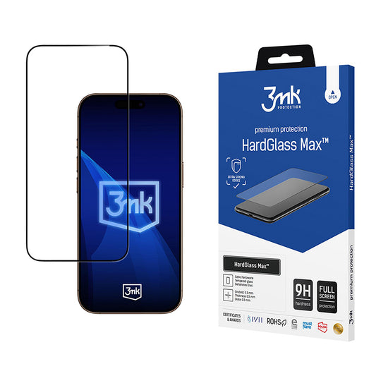 3MK HardGlass Max Screen Protector for Apple iPhone 17 Pro Max, Tempered Glass, Full Glue, Black