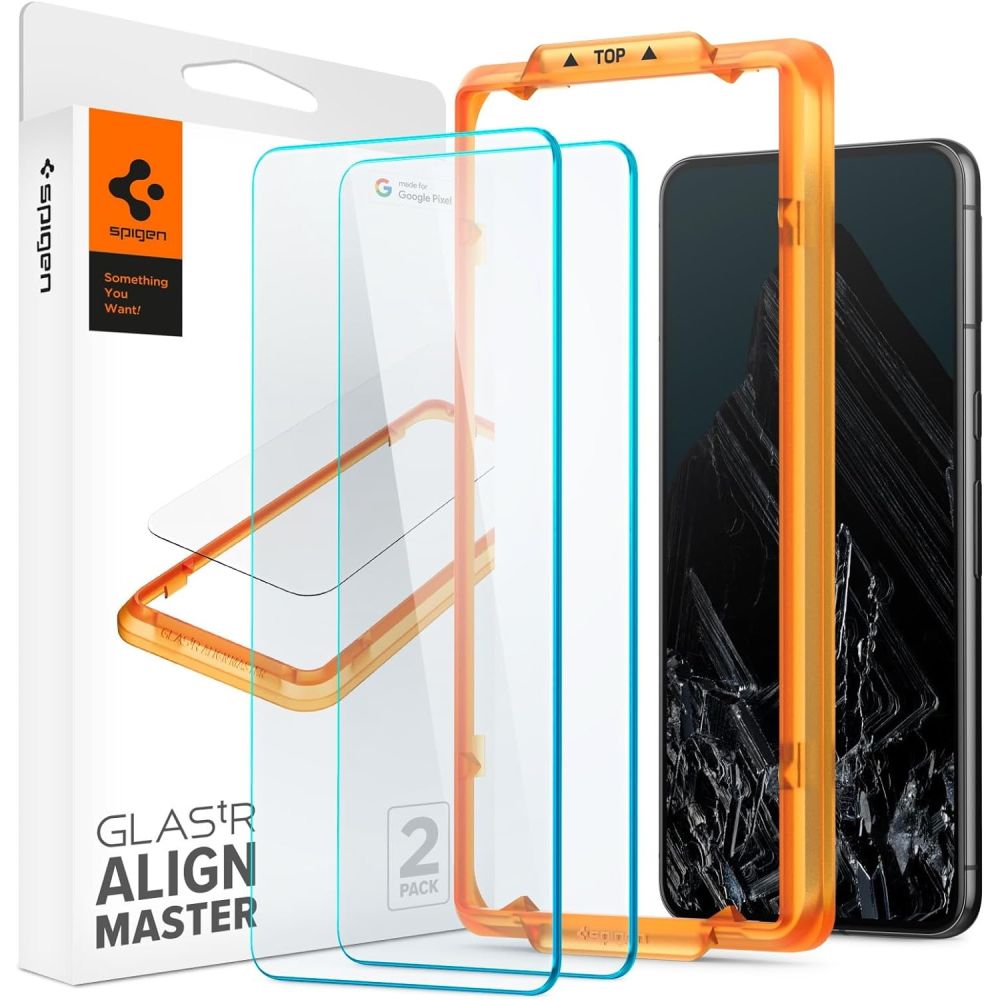 Spigen GlastR Align Master Screen Protector for Google Pixel 8 Pro, Tempered Glass, Full Glue, Set of 2 Pieces