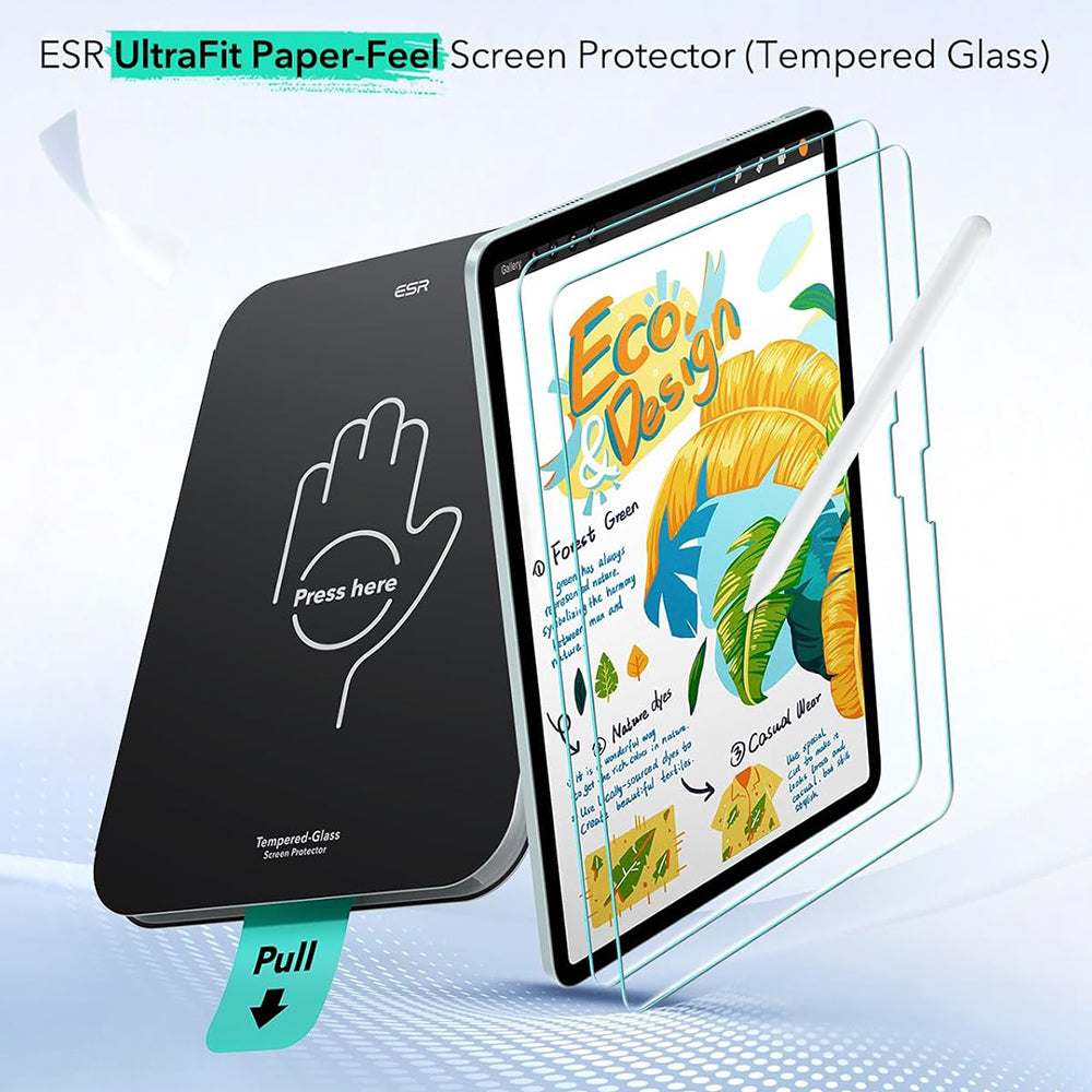 ESR Paper Feel UltraFit Screen Protector for Apple iPad Air 13 (2026) / Air 13 (2025) / Air 13 (2024), Plastic, Set of 2 pieces