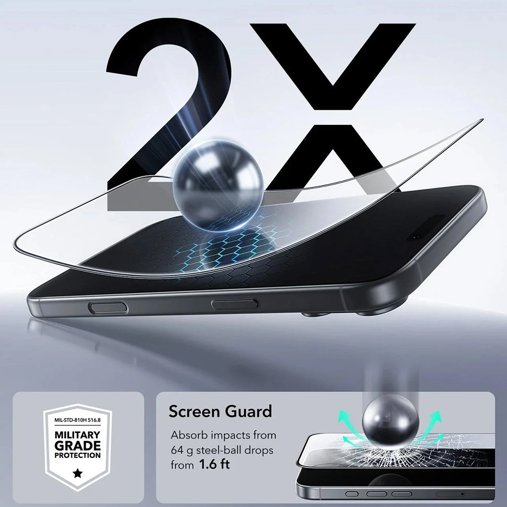 ESR UltraFit Screen Protector for Apple iPhone 18 Pro / 17 Pro, Tempered Glass, Full Glue, Set of 3 Pieces, Black