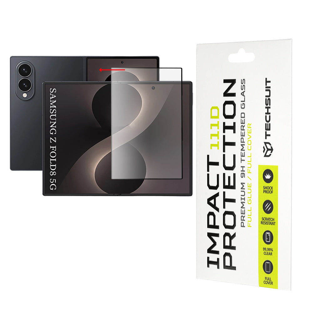 Techsuit Inner Screen Protective Film for Samsung Galaxy Z Fold8 F971, Tempered Glass, Full Glue, 111D, Black