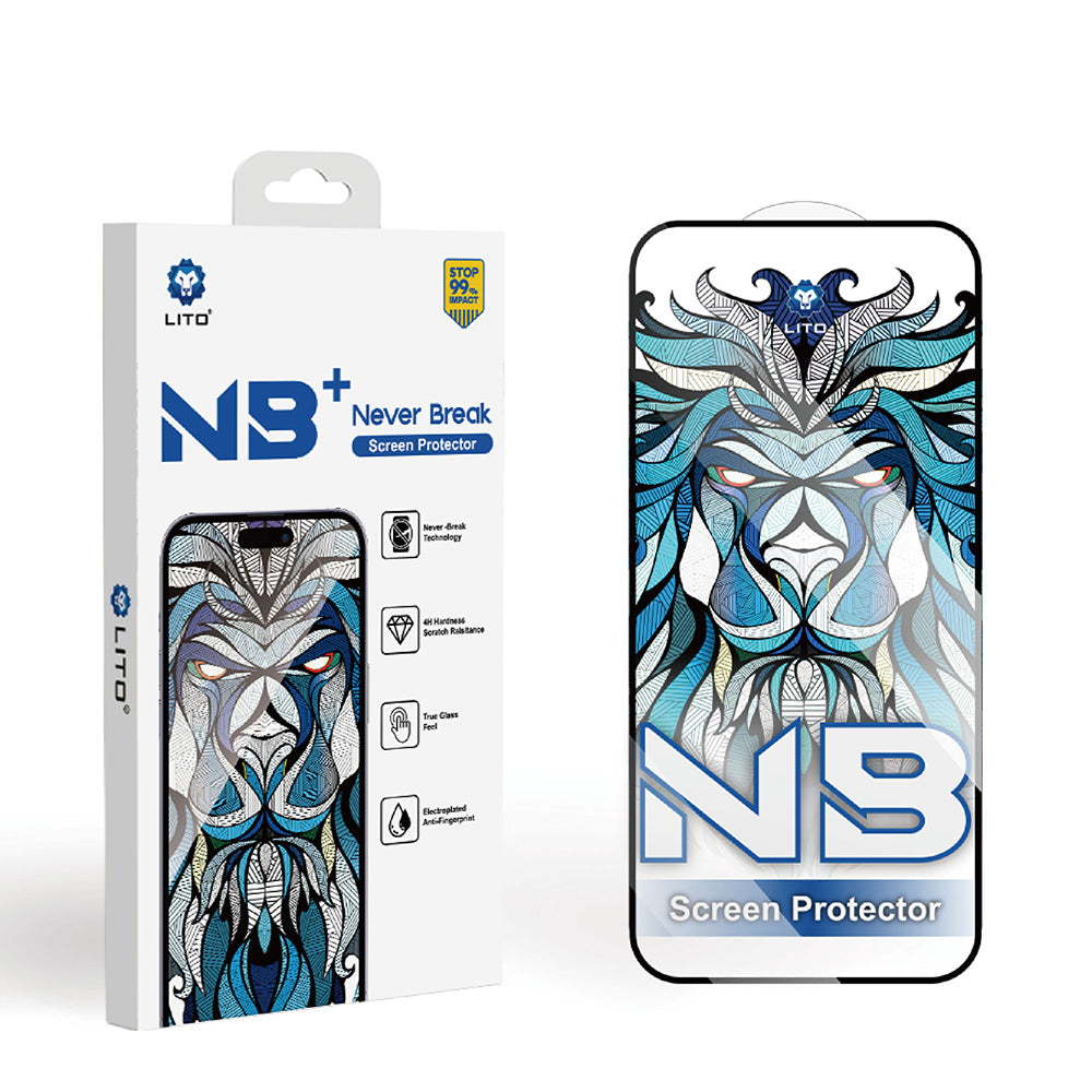Lito NB Screen Protector for Apple iPhone 17 Pro, Tempered Glass, Full Glue, Black