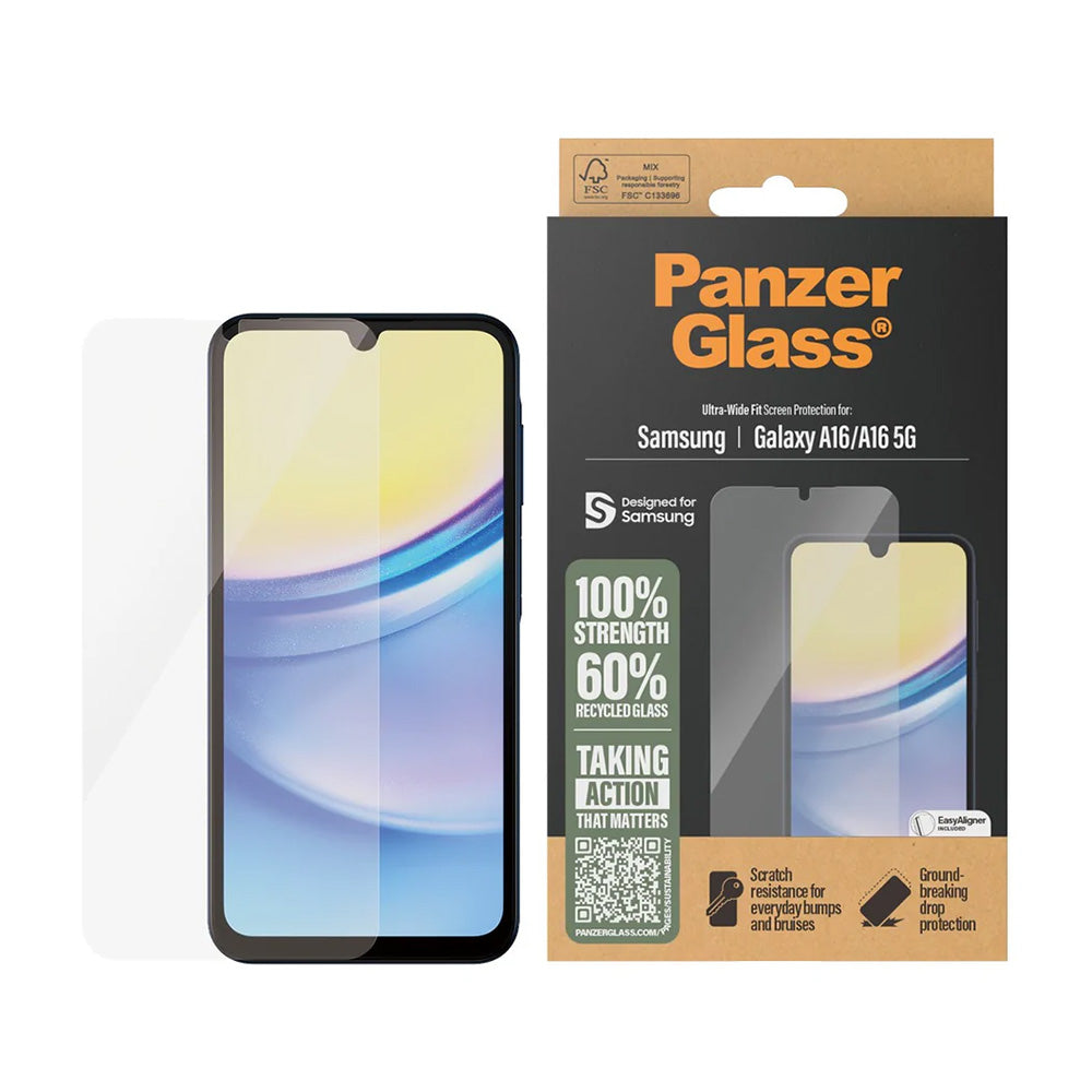 PanzerGlass Ultra-Wide Fit EasyAligner Screen Protector for Samsung Galaxy A17 4G / A17 5G, Tempered Glass, Full Glue