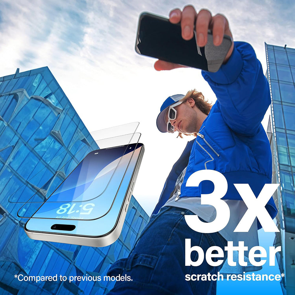 PanzerGlass Ultra-Wide Fit Screen Protector for Apple iPhone 16 Plus / 15 Plus, Tempered Glass, Full Glue, Black