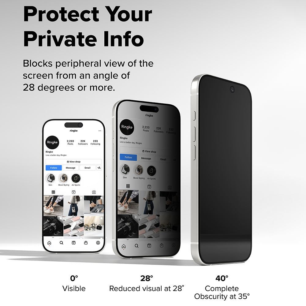 Privacy Screen Protector Ringke Easy Slide for Apple iPhone 17 Pro, Tempered Glass, Full Glue, Set of 2 pieces