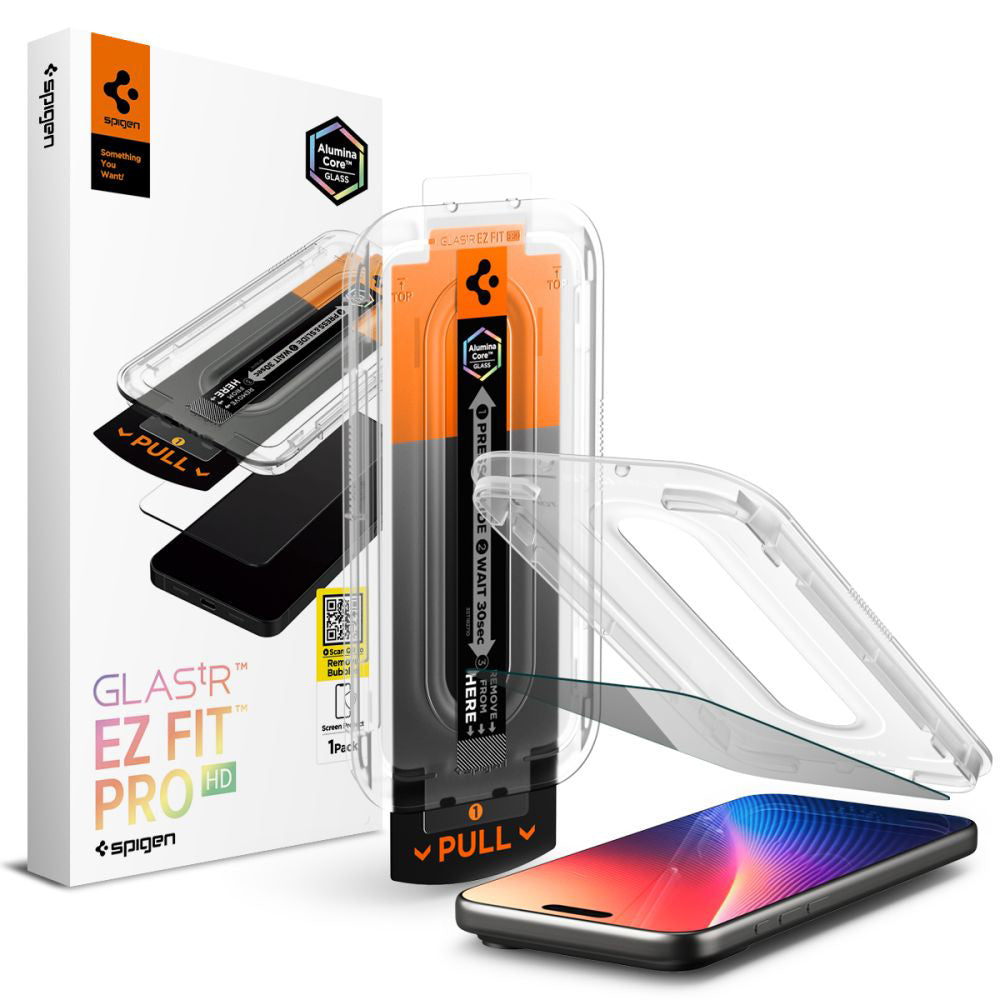 Spigen GlastR EZ FIT Pro Privacy Screen Protector for Apple iPhone 17 Pro / 17 / 16 Pro, Tempered Glass, Full Glue AGL10098