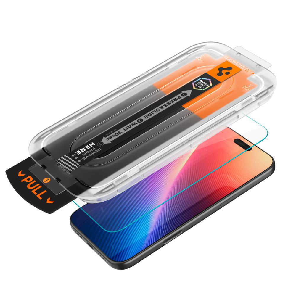 Spigen GlastR EZ FIT Pro Privacy Screen Protector for Apple iPhone 17 Pro / 17 / 16 Pro, Tempered Glass, Full Glue AGL10098