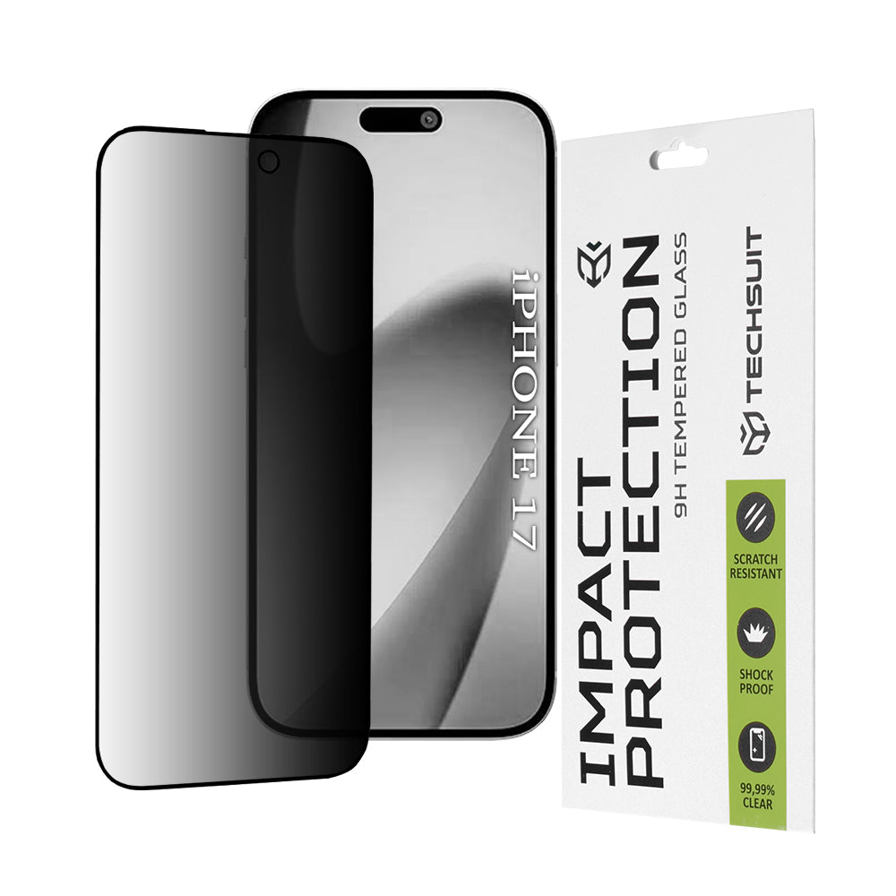 Privacy Techsuit Screen Protector for Apple iPhone 17, Tempered Glass, Full Glue, 111D
