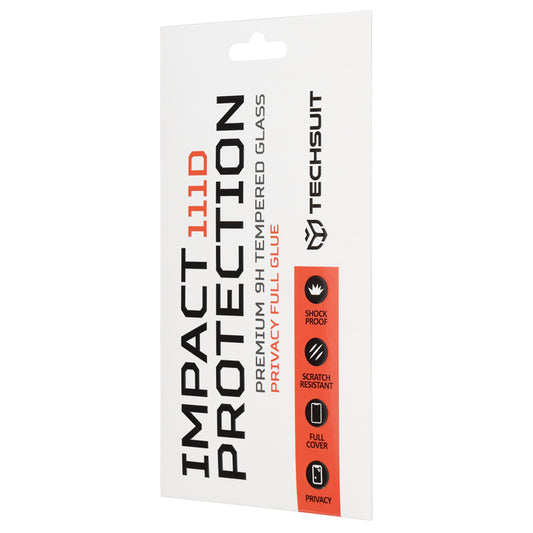 Privacy Techsuit Screen Protector for Samsung Galaxy A37 5G, Tempered Glass, Full Glue, 111D