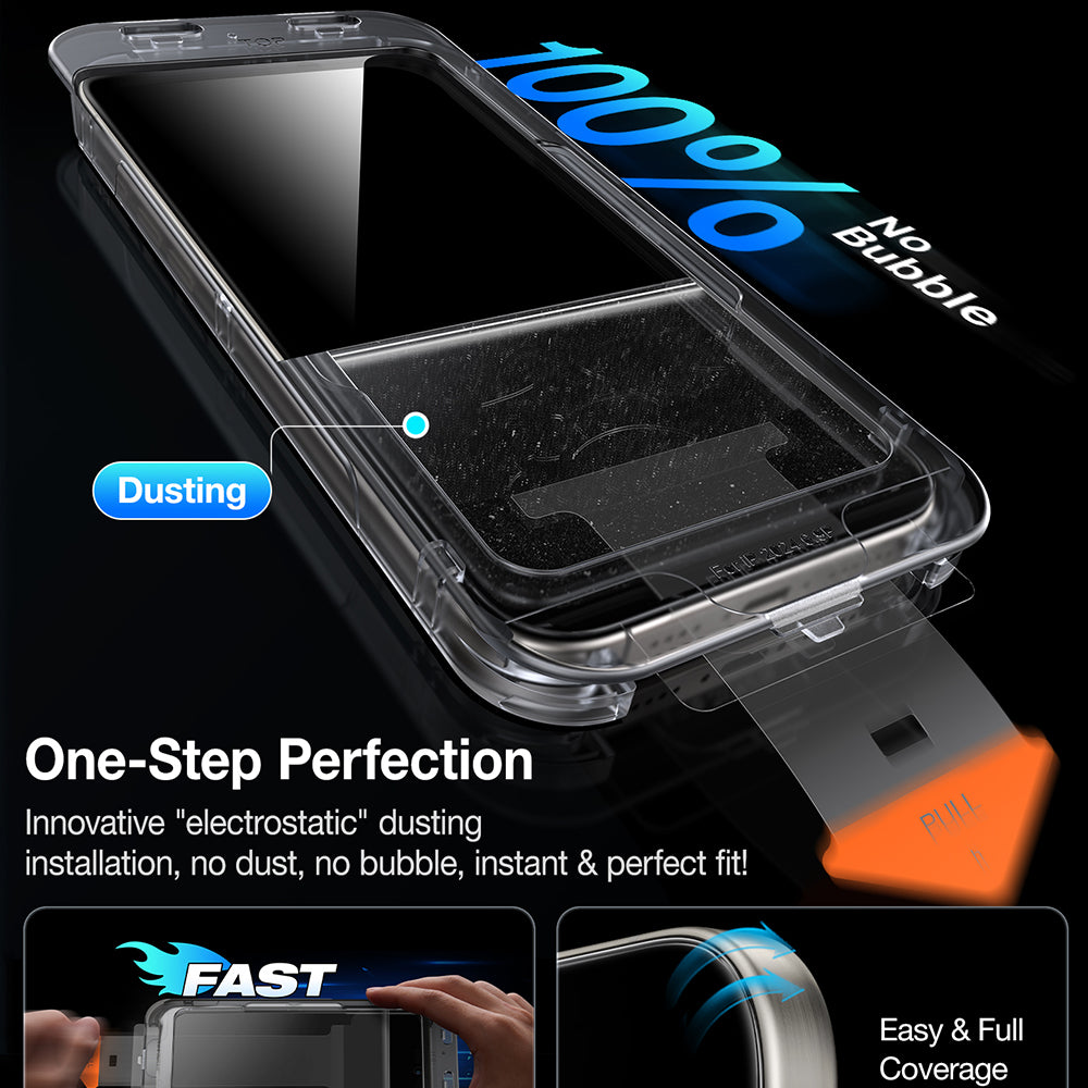 Torras GlassGo Install Master Privacy Screen Protector for Apple iPhone 17 Pro, Tempered Glass, Full Glue