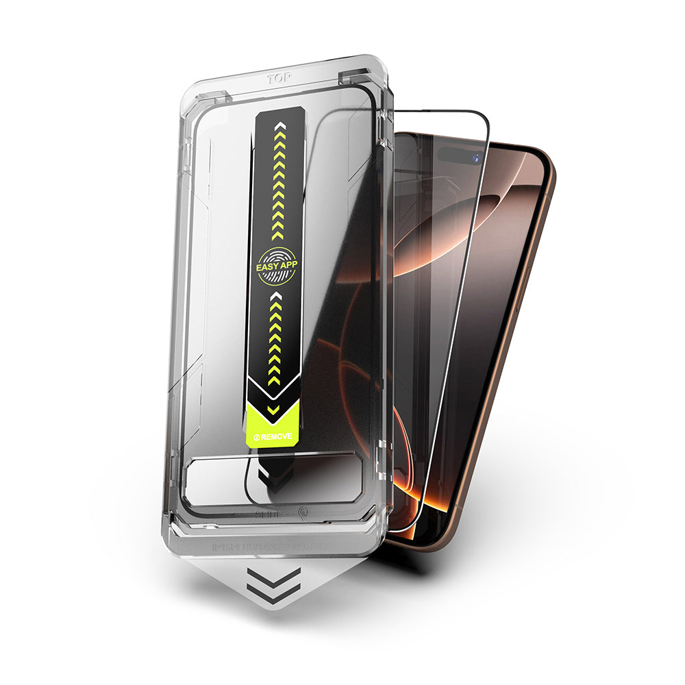 Techsuit TitanGlass Screen Protector for Apple iPhone 17 / 16 Pro, Tempered Glass, Full Glue, Black