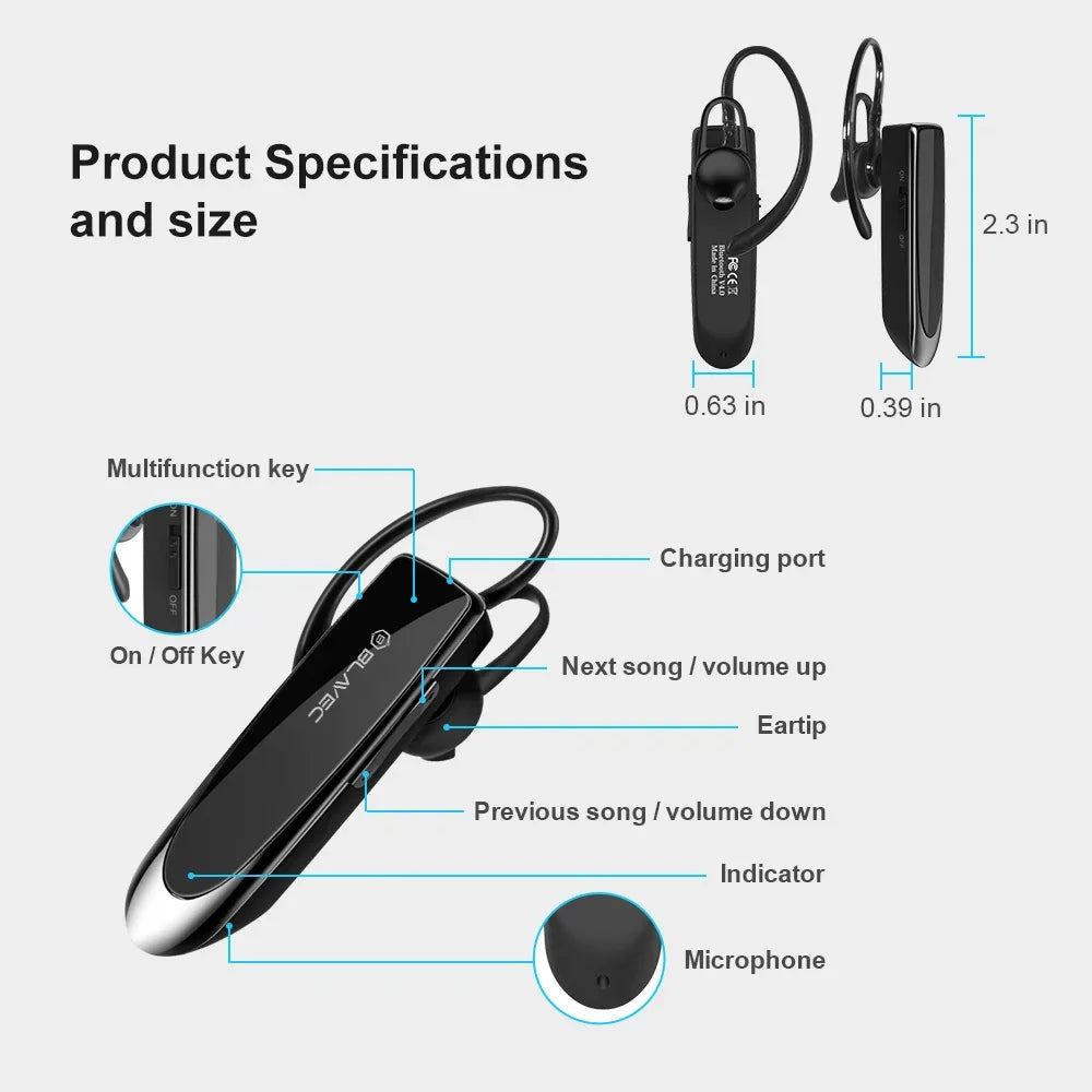 Handsfree Bluetooth Blavec PL55, MultiPoint, A2DP, Black BHPL5555-B